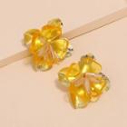 Faux Crystal Flower Earring 1 Pair - Kc Gold - Yellow - One Size