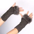 Faux Fur Knit Fingerless Gloves