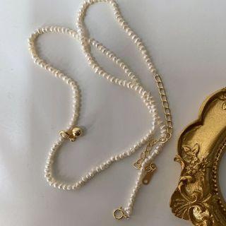 Faux Pearl Necklace E136 - Silver - One Size