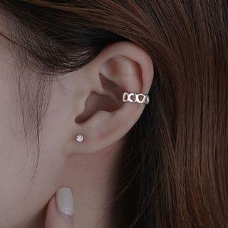 Hoop Ear Cuff 1 Pc - Clip On Earring - Love Heart - Silver - One Size
