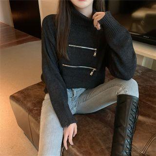 Turtleneck Zip Top Sweater - One Size