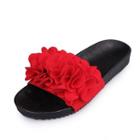 Faux-suede Flower Flat Slide Sandals