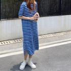 Side-slit Striped T-shirt Dress