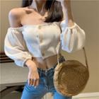 Boatneck Crop Knit Top Almond - One Size