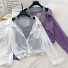 Mock Two-piece See-through Long-sleeve Shirt