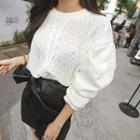 Puff-sleeve Cable-knit Sweater