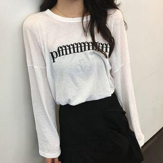 Lettering Long Sleeve T-shirt / Plain Skort