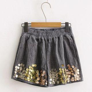 Sequined Corduroy Shorts