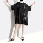Fringe Short-sleeve T-shirt Dress Black - One Size