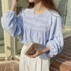 Pleated Blouse Light Blue - One Size