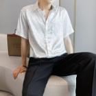 Short-sleeve Moon Printed Silk Shirt