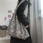 Zebra Print Canvas Tote Bag Black & White - One Size