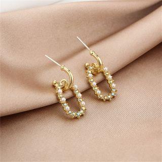 Faux Pearl Rhinestone Earring E1665-1 - 1 Pair - Gold - One Size
