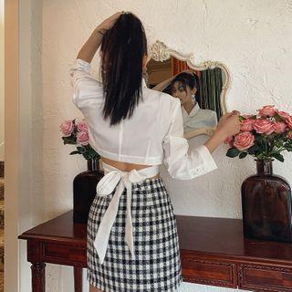 Tie-back Cropped Wrap Jacket