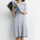 Pleated-hem Short-sleeve Dress