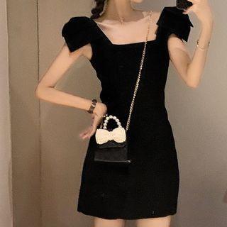 Cap-sleeve Square-neck Mini A-line Dress