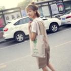 Cactus Print Canvas Tote Bag Off-white - One Size