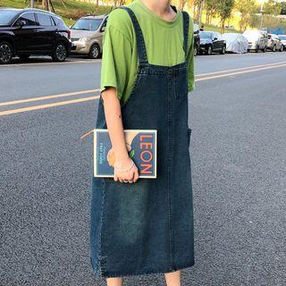 Midi Denim Dungaree Dress