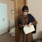 Balloon-sleeve Leopard Long Dress