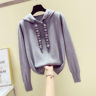Rhinestone-detail Hooded Sweater