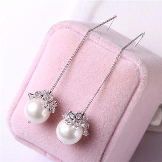 S925 Silver Faux-pearl Threader Earring