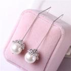 S925 Silver Faux-pearl Threader Earring