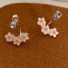 Floral Ear Stud 1 Pair - 925 Silver Steel - Gold - One Size