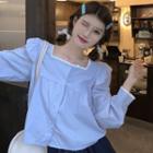 Ruffle Trim Strap Long-sleeve Shirt