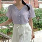 Plus Size Buttoned Textured Blouse