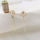 Freshwater Pearl Rhinestone Dangle Earring 1 Pair - As Shown In Figure - One Size