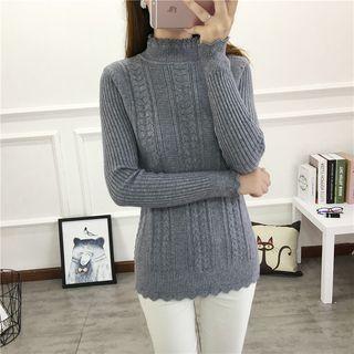 Ribbed High Neck Sweater