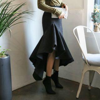 Asymmetric-hem Maxi Mermaid Skirt