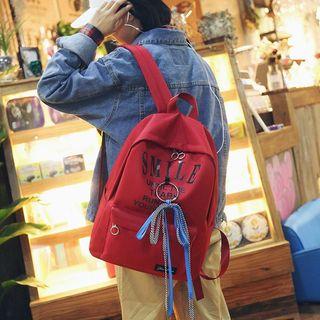 Hoop Detail Lettering Cotton Backpack