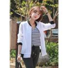 Contrast-trim Zip-up Sheer Jacket