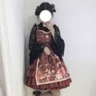 Set: Sleeveless Print Mini A-line Lolita Dress + Lace Shirt + Hair Clip