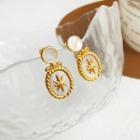Star Drop Earring 1 Pair - S925 Silver Needle - Gold - One Size