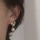 Faux Pearl Drop Flower Earring 1 Pair - As Shown In Figure - One Size