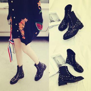 Studded Patent Chelsea Boots