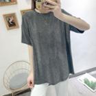 Glitter Short-sleeve T-shirt Gray - One Size