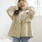 Detachable-hood Belted Trench Jacket