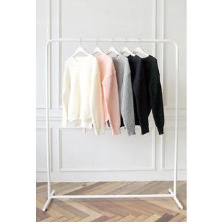 Drop-shoulder Waffle-knit Top