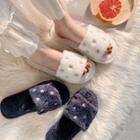 Star Embroidered Furry Slippers