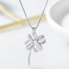 925 Sterling Silver Rhinestone Clover Pendant