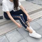 Slim-fit Lace-up Cropped Jeans
