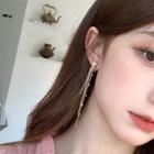 Rhinestone Fringed Earring 1 Pair - 925 Silver - As Shown In Figure - One Size