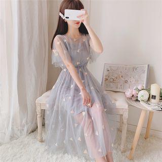 Round-neck Sequin Embroidered Dress
