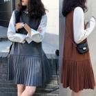 Woolen Pleated Sleeveless Dress