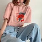 Short-sleeve Tomato Print T-shirt Pink - One Size