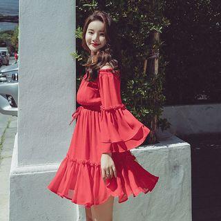 Off-shoulder Long-sleeve Sundress