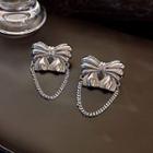 Bow Chained Alloy Earring 1 Pair - Silver - One Size